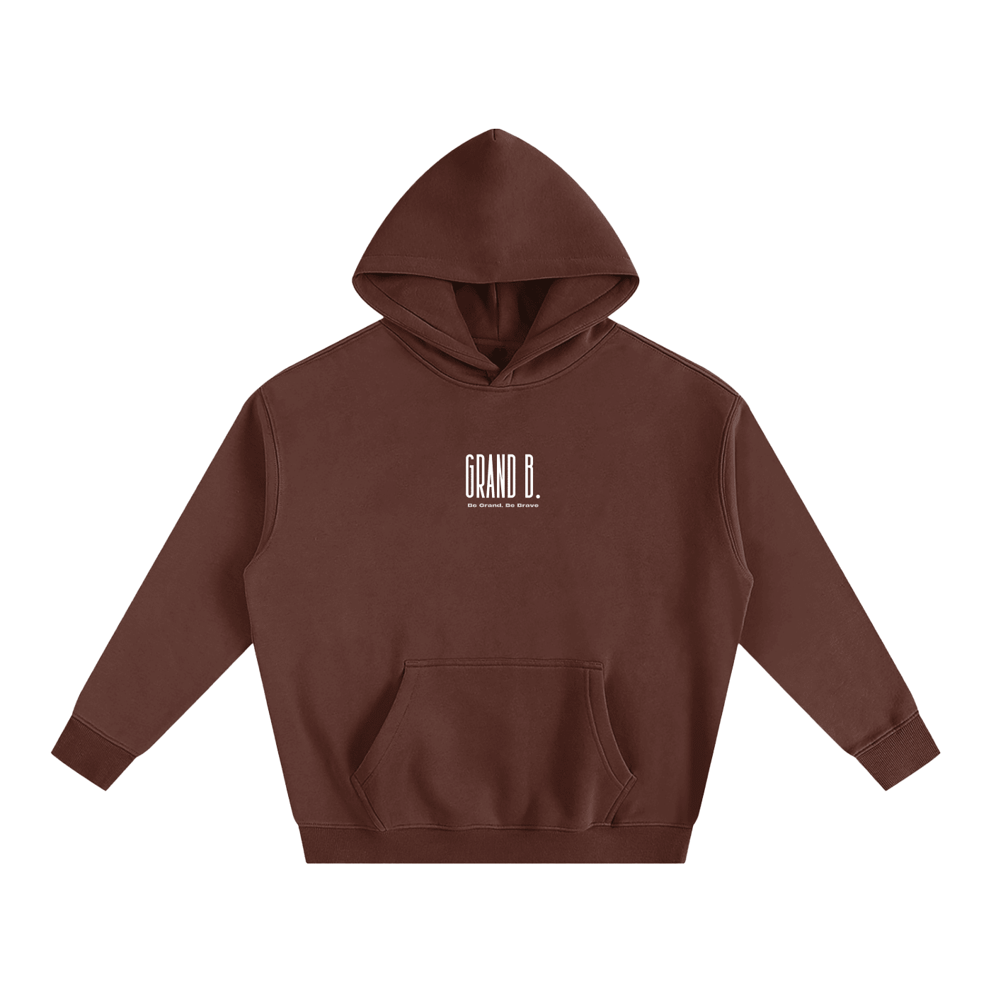 "Be Brave" - Oversize Fleeced Hoodie Coffee Brown. - GRAND B.