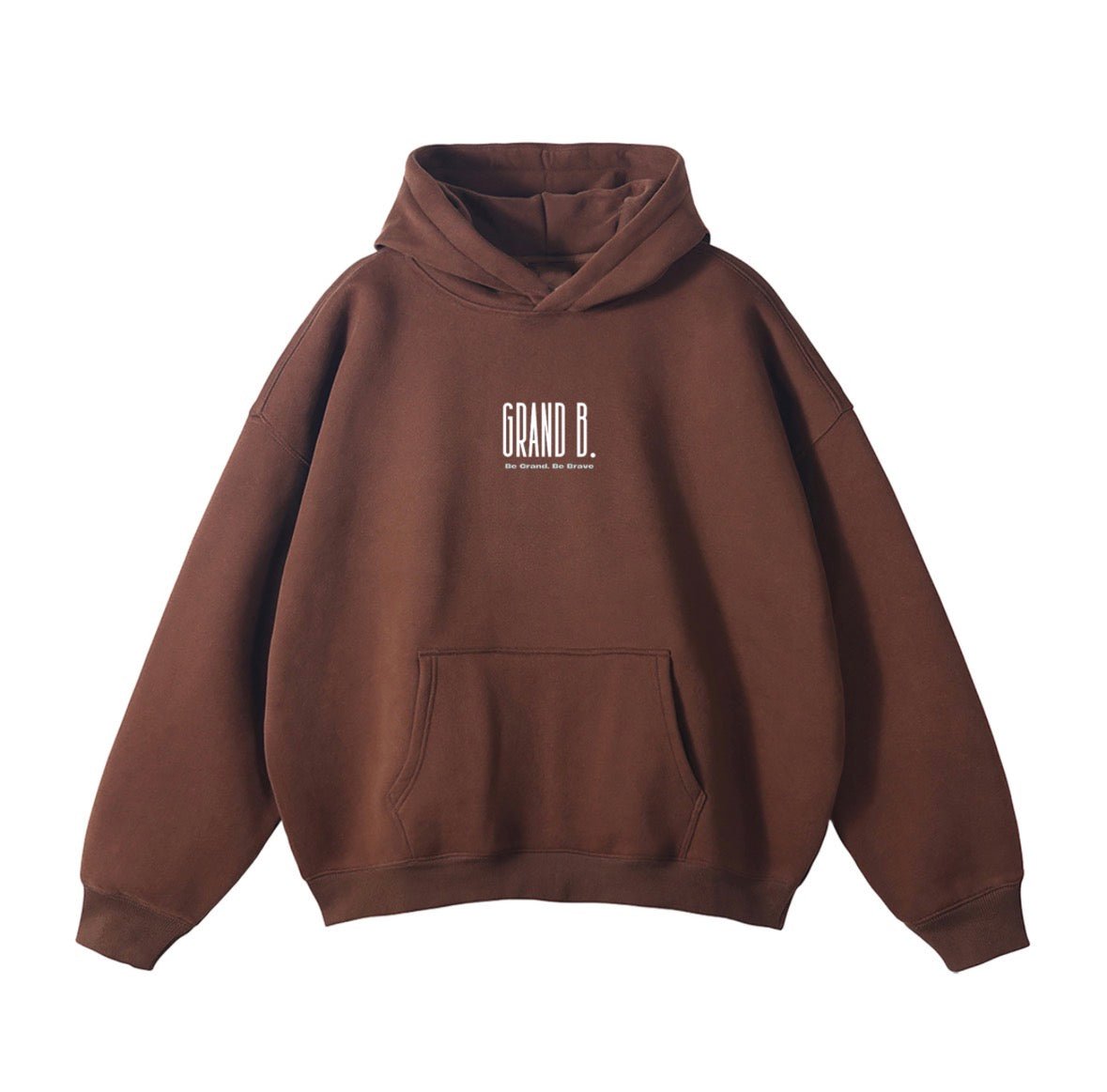 "Be Brave" - Oversize Fleeced Hoodie Coffee Brown. - GRAND B