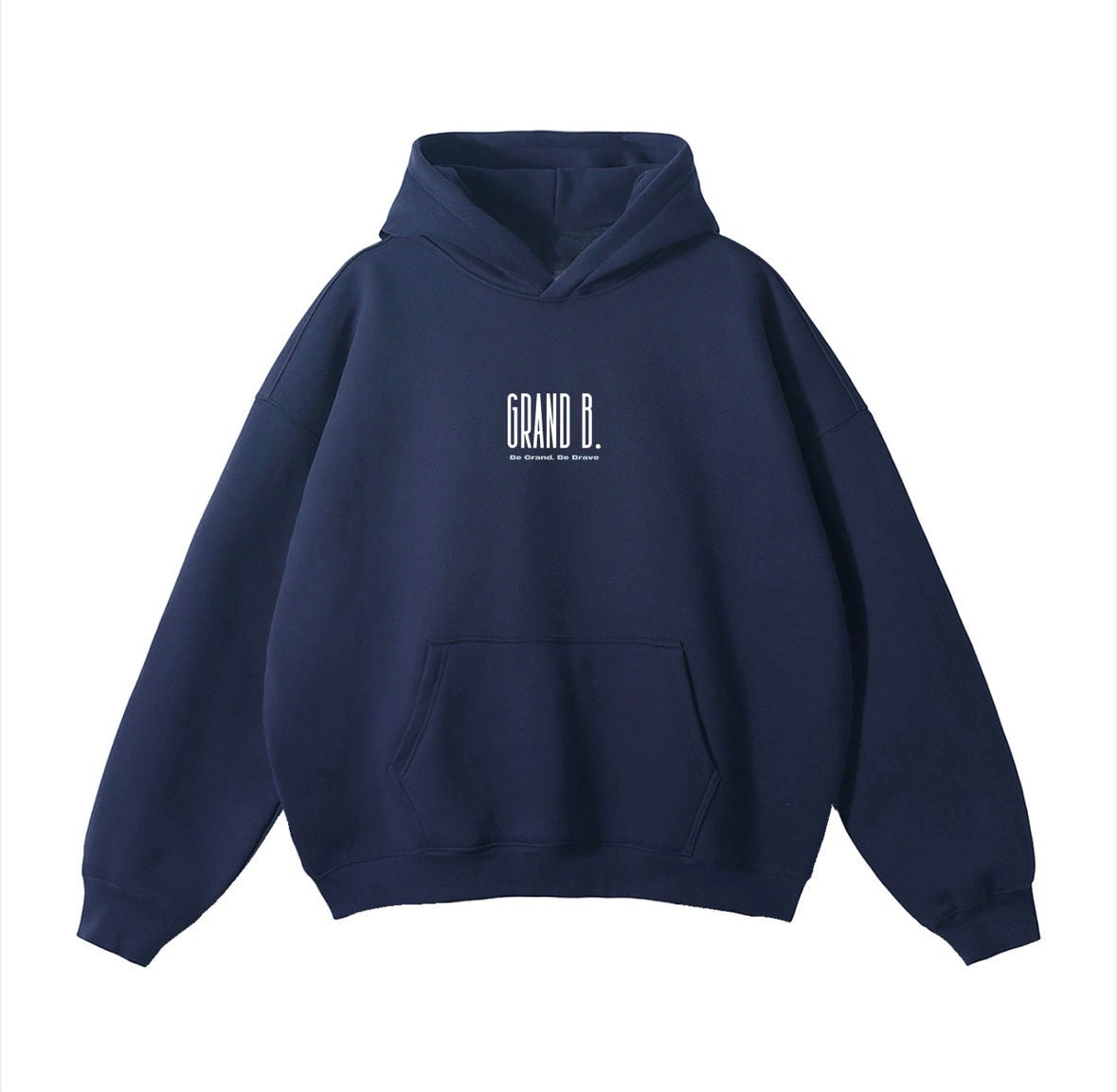 « Be Brave. » Oversize Fleeced Hoodie Navy Blue. - GRAND B