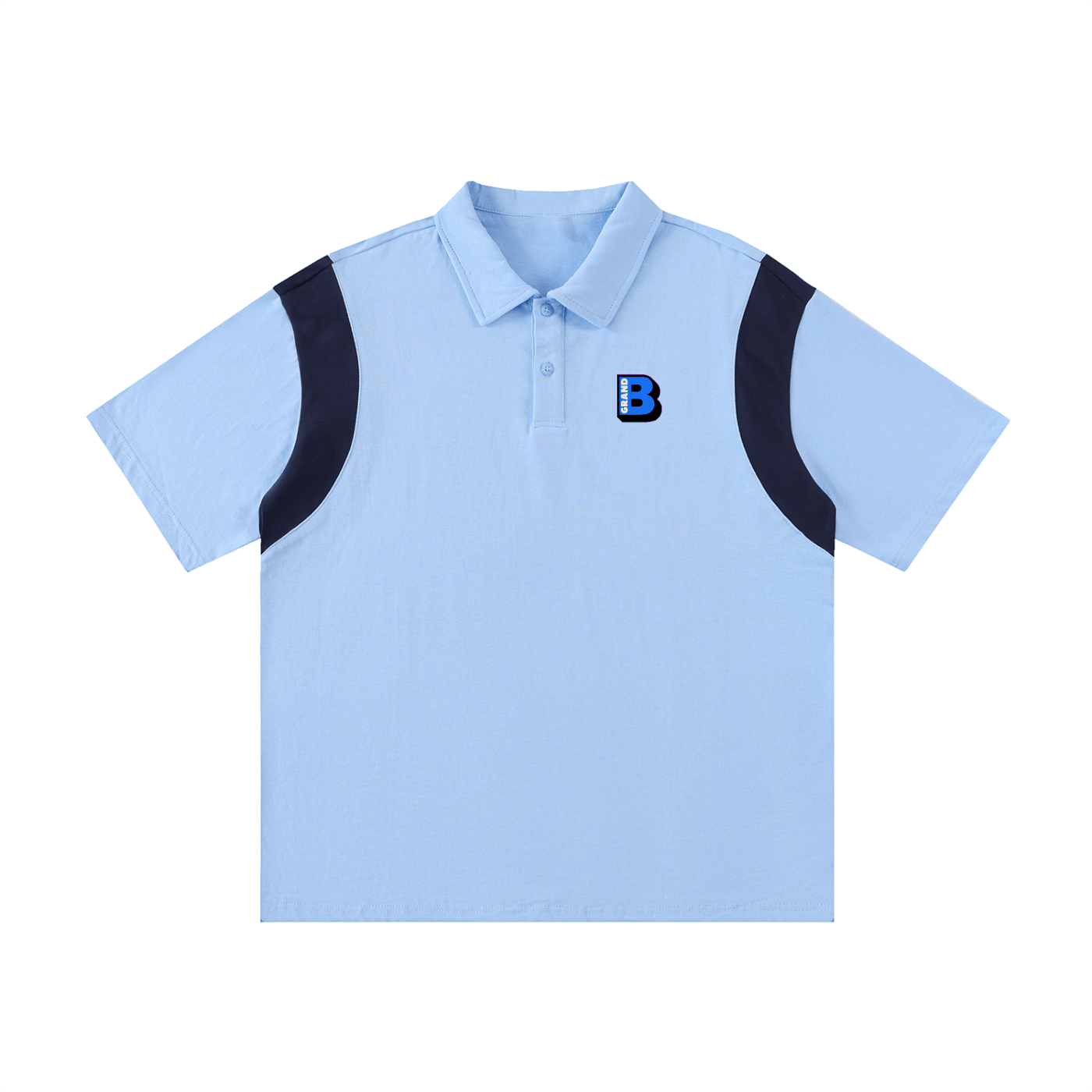 "GRAND B" - Contrast Panel Cotton Polo Shirt - GRAND B