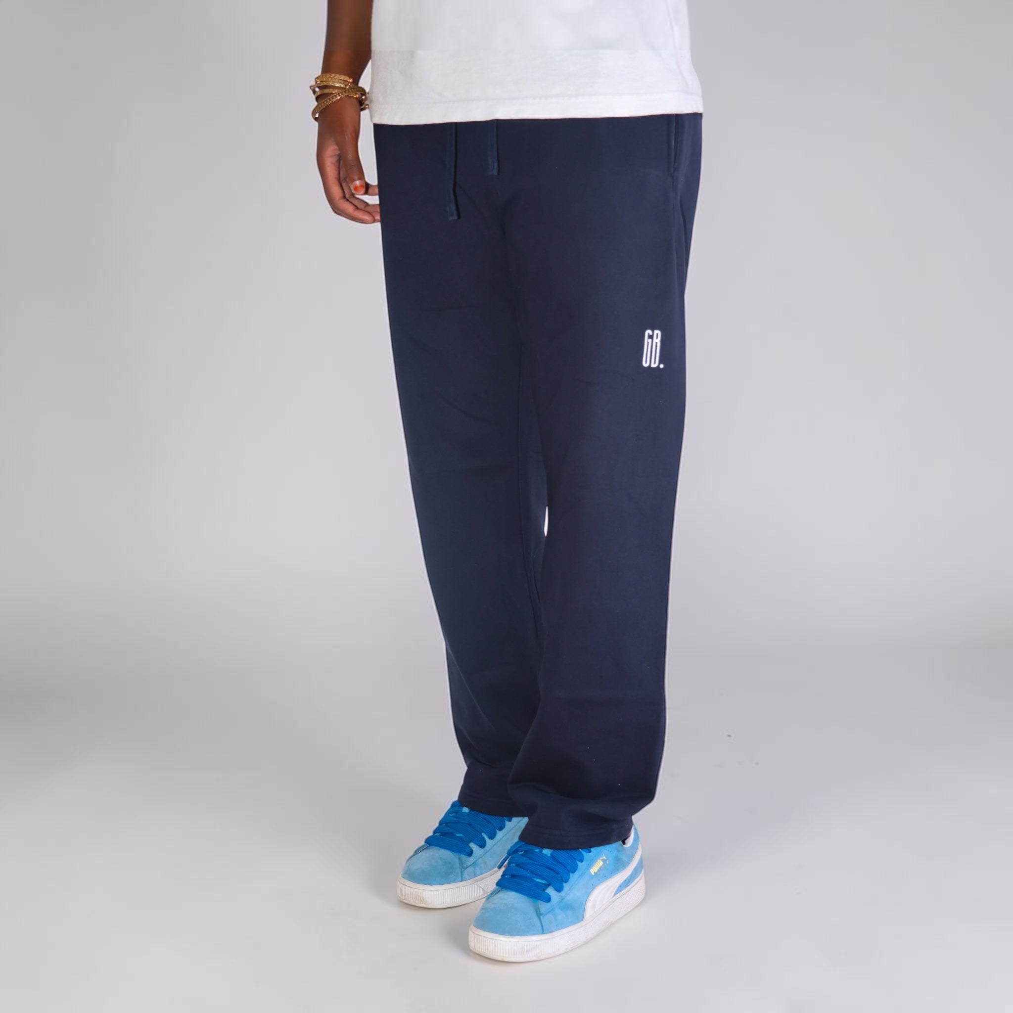 "GRAND B." Navy Bleu Solid Color Straight - Leg Sweatpants - GRAND B.